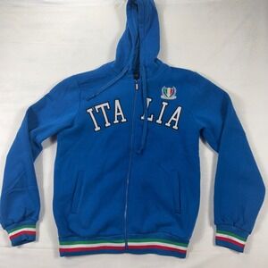 Unlimited Mens Italia Full Zip Hoodie Blue XXL Soccer Italy Graphic Sweatshirt